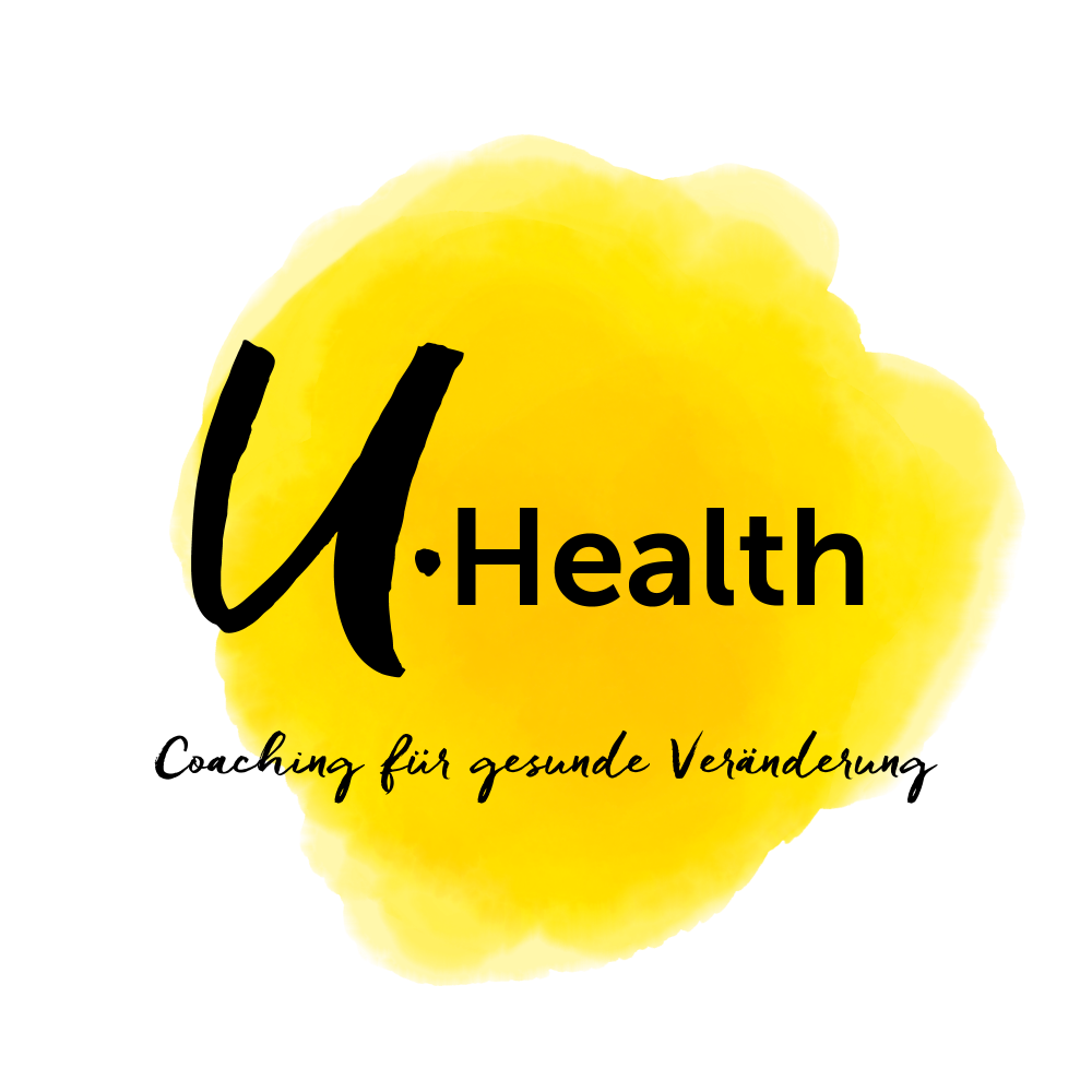 U Health Logo mit Claim und Farbtupfer